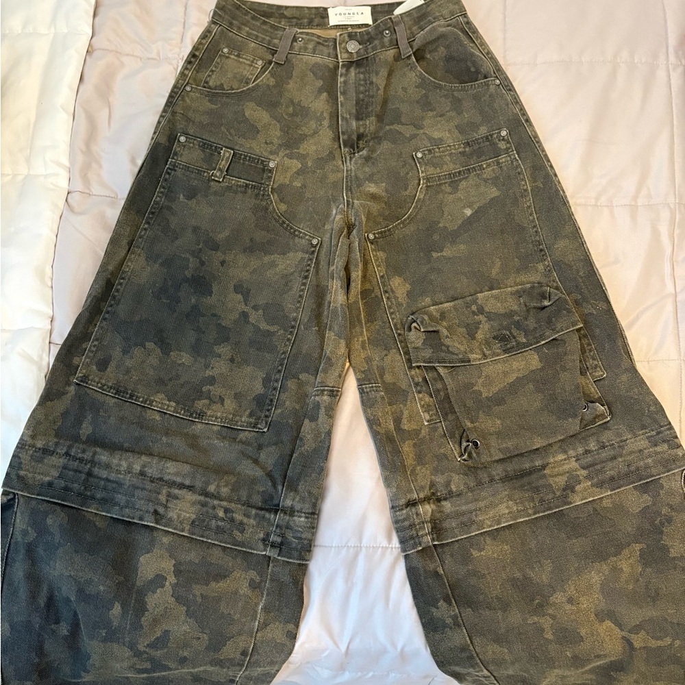YoungLA Gray and Tan Cargo Pants
